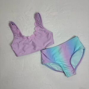 Cat & Jack Lavender and Aqua Girls Bikini